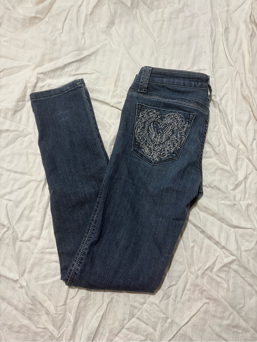 Dark Wash Miss chic embroidered Women’s Denim Jeans - Size 5